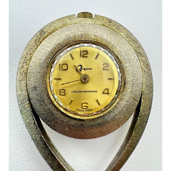 Vintage Bayron Teardrop Pendant Watch – Swiss Made Gold-Tone Retro Jewelry - Picture 2 of 6